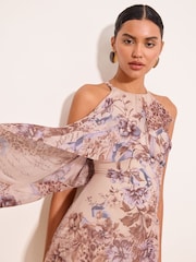 Lipsy Light Pink Snake Print Ruffle Halter Mini Dress - Image 5 of 5