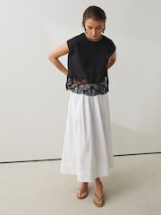 Black Sleeveless Cutwork Detail Top - Image 3 of 8