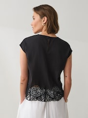Black Sleeveless Cutwork Detail Top - Image 4 of 8