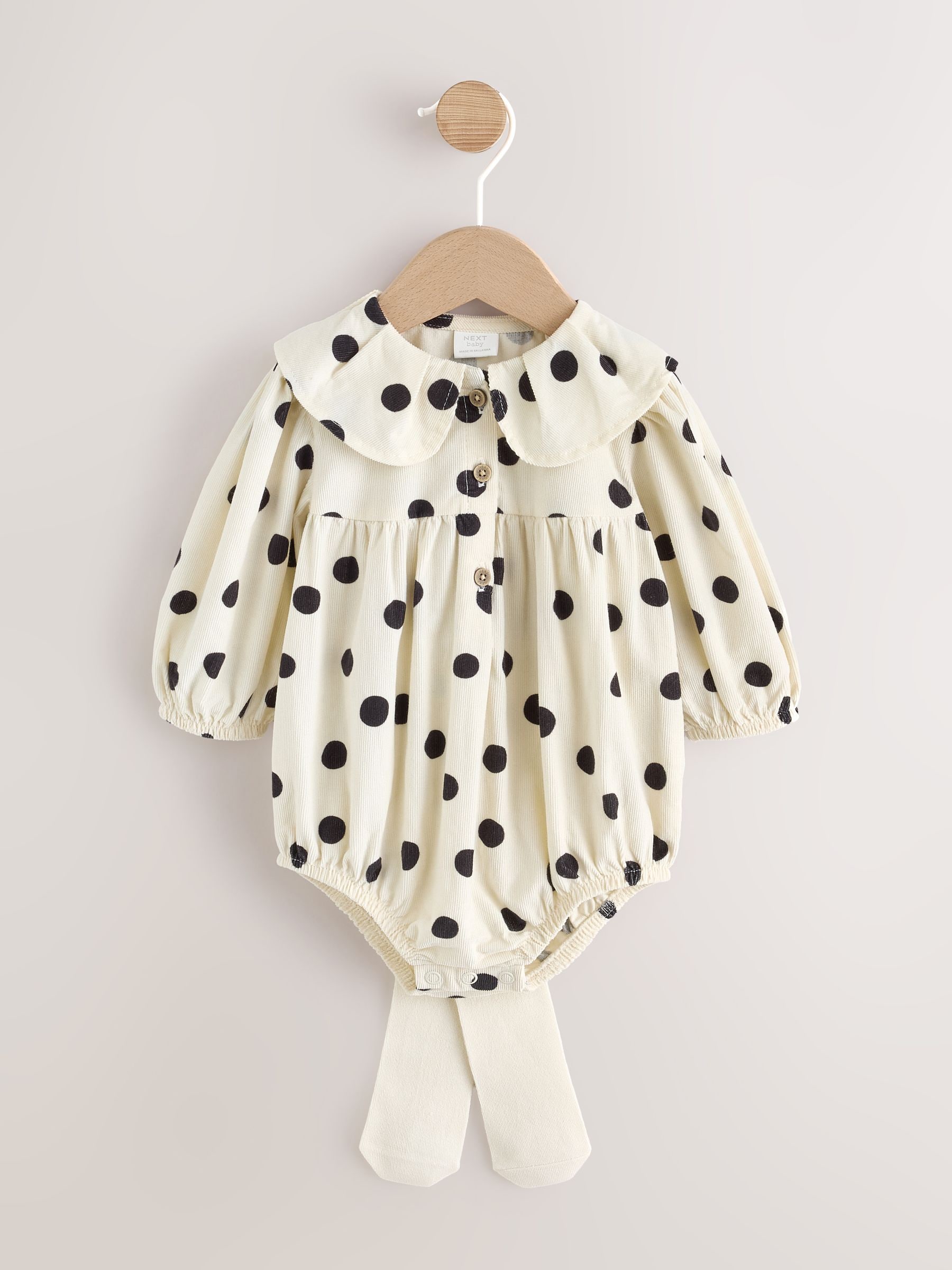 Buy Monochrome Spot Baby Romper And Tights 2 Piece Set (0mths-2yrs