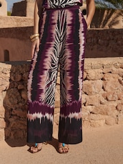 Love & Roses Multi Zebra Print Ric Rac Trim Trousers - Image 1 of 4