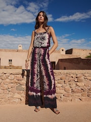 Love & Roses Multi Zebra Print Ric Rac Trim Trousers - Image 2 of 4