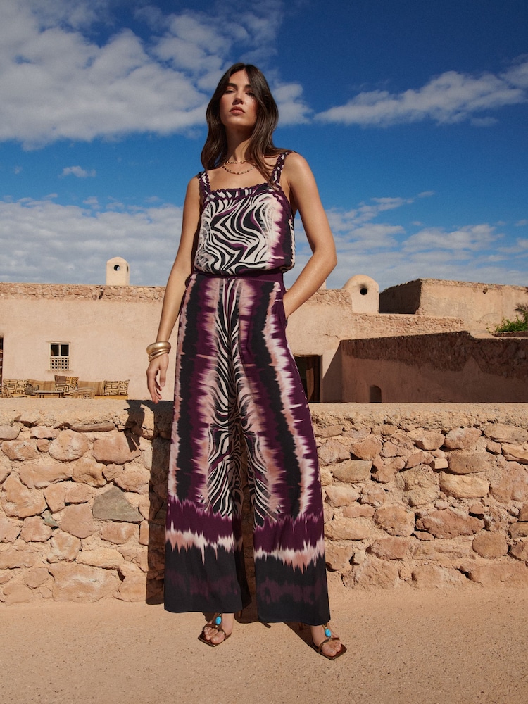 Love & Roses Multi Zebra Print Ric Rac Trim Trousers - Image 2 of 4