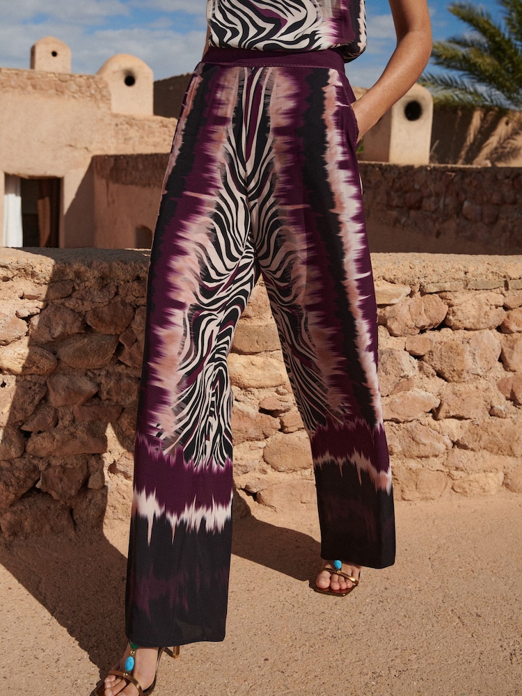 Love & Roses Multi Zebra Print Ric Rac Trim Trousers - Image 4 of 4
