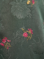 Love & Roses x RHS Teal Blue Floral Printed Satin Jaquard Lace Trim Midi Skirt - Image 5 of 5