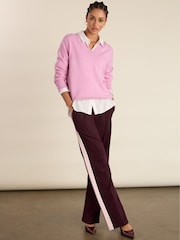 Baukjen Pink Gwen V-Neck Wool Blend Jumper - Image 1 of 5