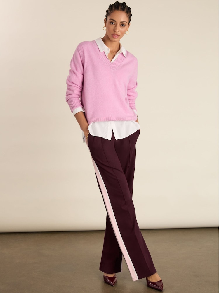 Baukjen Pink Gwen V-Neck Wool Blend Jumper - Image 1 of 5