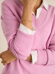 Baukjen Pink Gwen V-Neck Wool Blend Jumper - Image 4 of 5