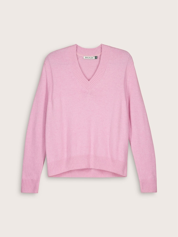 Baukjen Pink Gwen V-Neck Wool Blend Jumper - Image 5 of 5