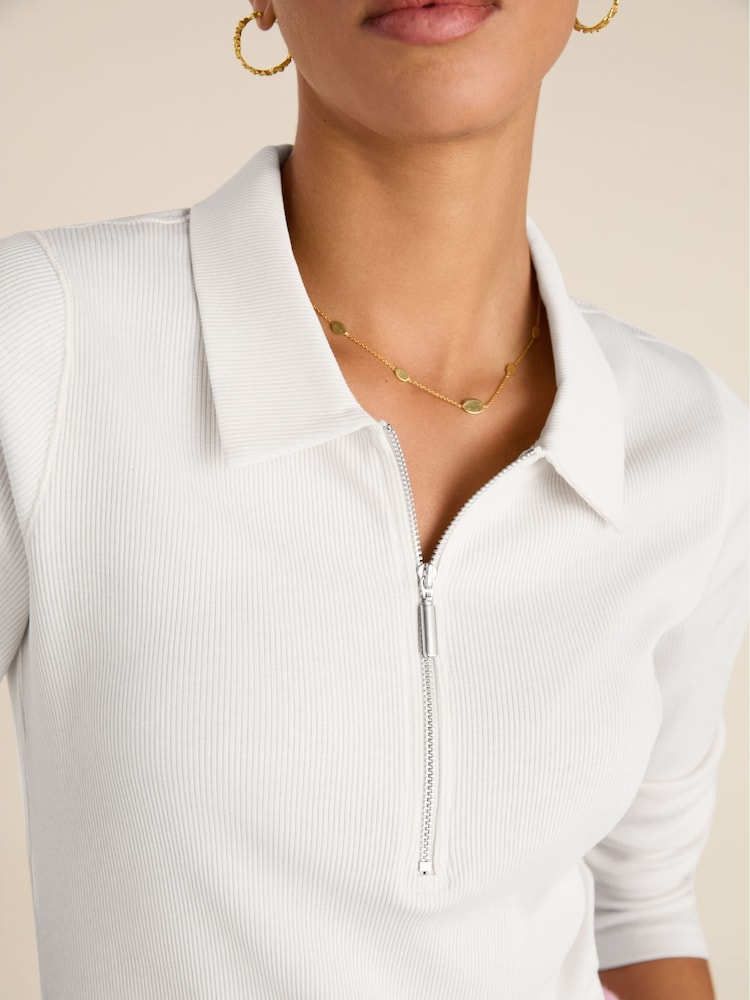 Baukjen Cotton Zip Collar White Top - Imagen 2 de 4