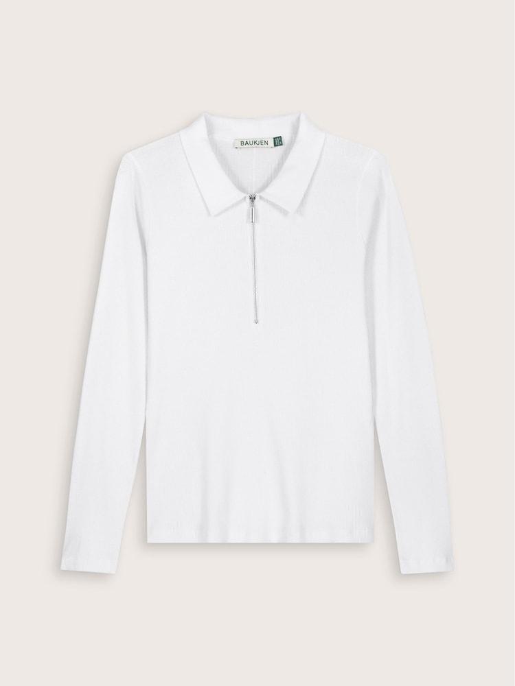 Baukjen Cotton Zip Collar White Top - Imagen 4 de 4