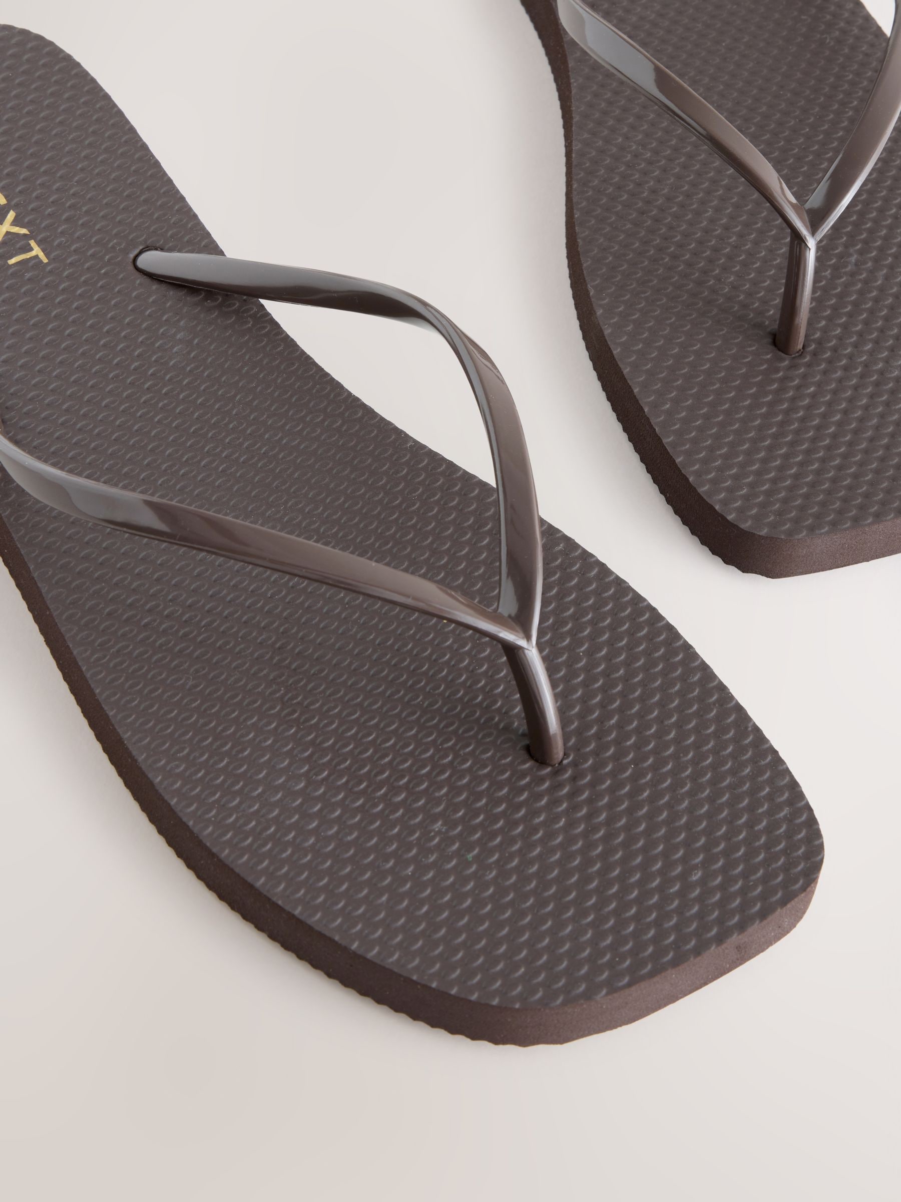 Buy Chocolate Brown Square Toe Flip Flops from Next USA