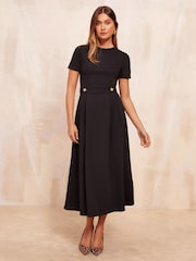 Friends Like These Black Tab Detail Midi Dress - Image 2 of 4