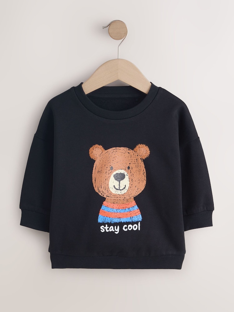 Negro con oso - Printed Sweatshirt (3mths-7yrs) - Imagen 1 de 4
