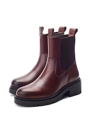 Moda in Pelle Brown Mbymoda Olliia Ribbed Elastic Block Heel Boot - Image 2 of 4