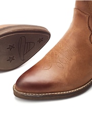 Moda in Pelle Brown Oka Embroidered Mid Calf Western Boot - Image 3 of 4