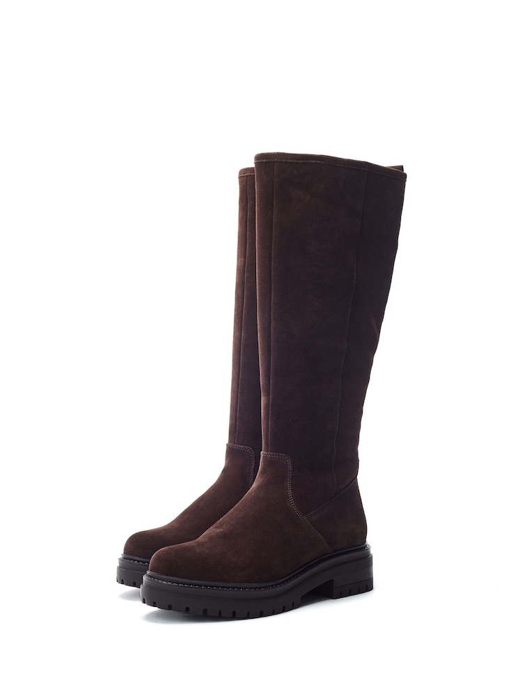 Moda in Pelle Brown Rakeela Chunky Sole Long Boots - Image 2 of 4