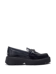 Moda in Pelle Black Eisa Chunky Loafers With Detailed Apron Trim - Image 1 of 4