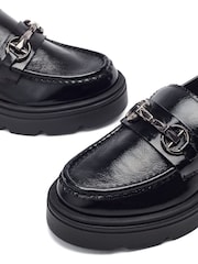 Moda in Pelle Black Eisa Chunky Loafers With Detailed Apron Trim - Image 4 of 4