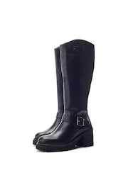 Schwarz - Moda in Pelle Sh Arran Block Heel Long Boots With Buckle Trim - Bild 2 von 4