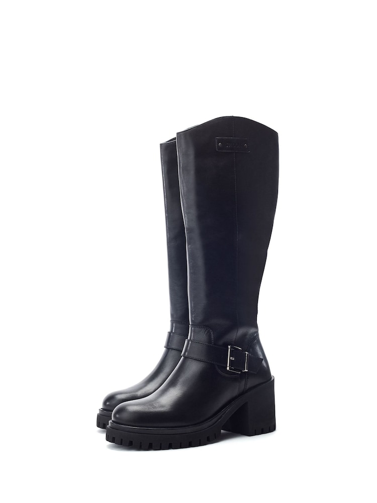 Schwarz - Moda in Pelle Sh Arran Block Heel Long Boots With Buckle Trim - Bild 2 von 4 Schwarz - Moda in Pelle Sh Arran Block Heel Long Boots With Buckle Trim - Bild 2 von 4