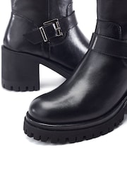 Schwarz - Moda in Pelle Sh Arran Block Heel Long Boots With Buckle Trim - Bild 3 von 4
