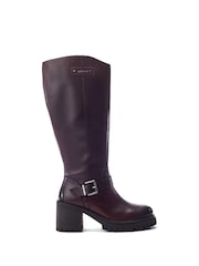 Rot - Moda in Pelle Sh Arran Block Heel Long Boots With Buckle Trim - Bild 1 von 4