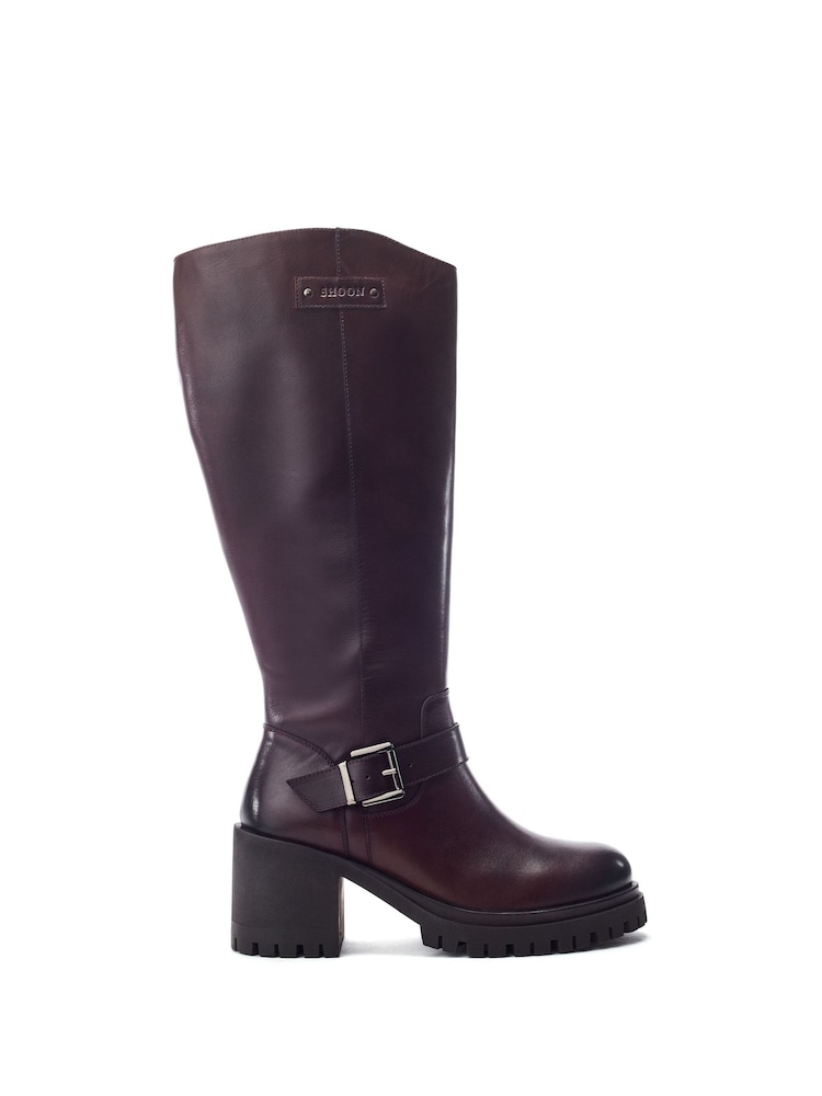 Rot - Moda in Pelle Sh Arran Block Heel Long Boots With Buckle Trim - Bild 1 von 4 Rot - Moda in Pelle Sh Arran Block Heel Long Boots With Buckle Trim - Bild 1 von 4