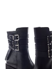 Negru - Moda in Pelle Sh Ariss Heeled Chunky Buckle Boots - Imaginea 3 din 4