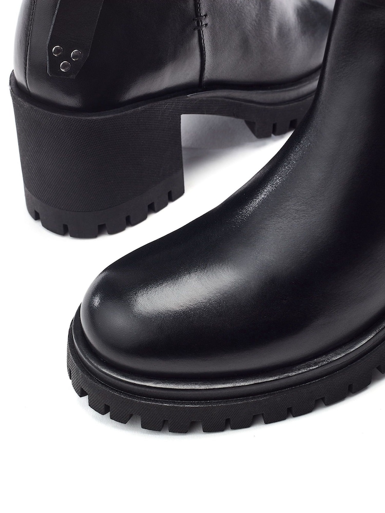Negru - Moda in Pelle Sh Ariss Heeled Chunky Buckle Boots - Imaginea 4 din 4