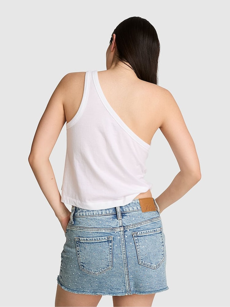 Victoria's Secret Pink White Jersey One Shoulder Top - Image 2 of 2