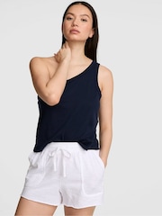 Victoria's Secret Pink Noir Navy Blue Jersey One Shoulder Top - Image 1 of 2