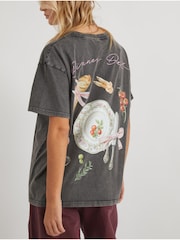 Skinnydip Grey Dinner Date T-Shirt in Acid Wash - Image 4 of 4