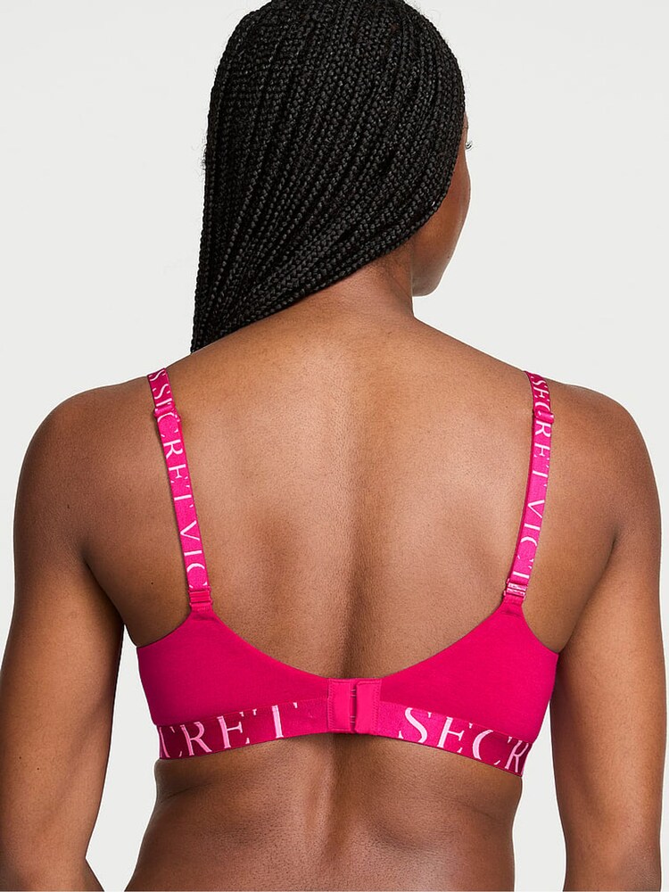 Victoria's Secret Vibrant Fuchsia Pink Lightly Lined Demi Cotton Exploded Logo Bra - Image 2 of 2