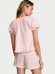 Victoria's Secret Angel Pink Polka Dot Puff Sleeve Short Pyjama Set - Image 3 of 3