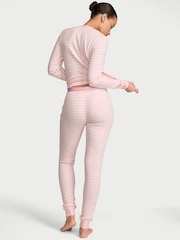 Victoria's Secret Pretty Blossom Pink Iconic Stripe Thermal Henley Long Pyjama Set - Image 2 of 2