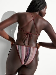 Victoria's Secret Dark Chili Brown Stripe Triangle Knit Bikini Top - Image 2 of 2