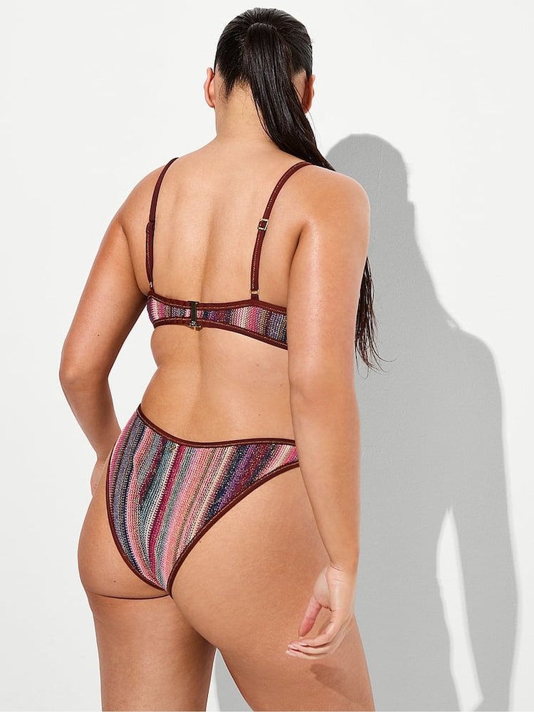 Victoria's Secret Dark Chili Brown Stripe Balcony Knit Bikini Top - Image 2 of 2 Victoria's Secret Dark Chili Brown Stripe Balcony Knit Bikini Top - Image 2 of 2