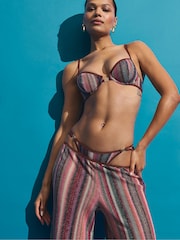 Victoria's Secret Dark Chili Brown Stripe Brazilian Knit Bikini Bottoms - Image 3 of 3