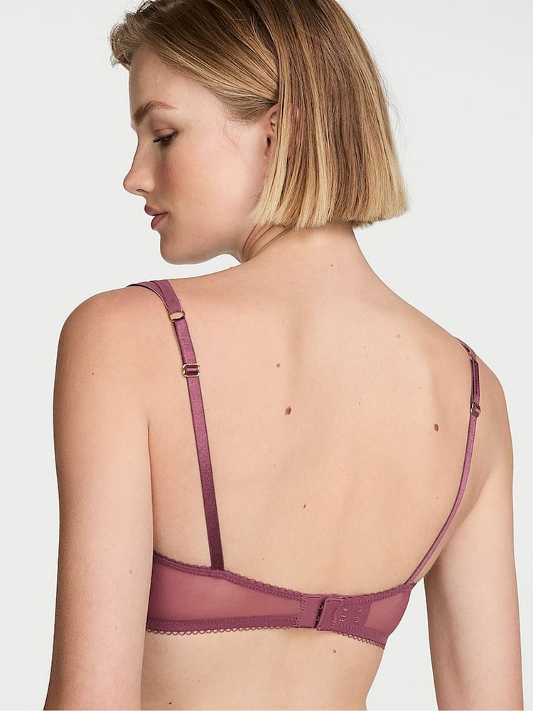 Victoria's Secret Morning Rose Pink Unlined Balcony Lace Mesh Trim Bra - Image 2 of 2 Victoria's Secret Morning Rose Pink Unlined Balcony Lace Mesh Trim Bra - Image 2 of 2