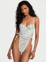 Victoria's Secret Bliss Blue Unlined Lace Balcony Bodysuit - Image 1 of 2