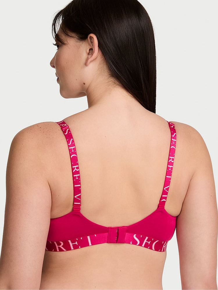 Victoria's Secret Vibrant Fuchsia Pink Lightly Lined Non Wired Cotton Exploded Logo Bra - Image 2 of 2