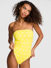 Victoria's Secret Pink Yellow Polka Dot Print Strapless Swimsuit - Image 1 of 2