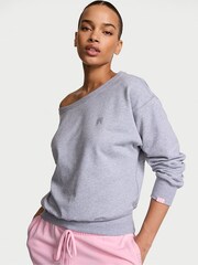 Victoria's Secret Medium Heather Grey Terry Boatneck Sweatshirt - Image 1 of 3