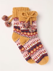 FatFace Mustard Fairisle Slipper Socks - Image 1 of 2