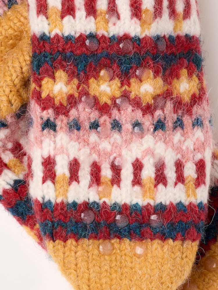FatFace Mustard Fairisle Slipper Socks - Image 2 of 2