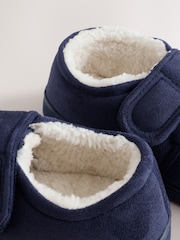 Navy Warm Lined Touch Fastening Cupsole Slippers - Image 3 of 4
