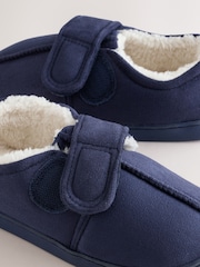 Navy Warm Lined Touch Fastening Cupsole Slippers - Image 4 of 4