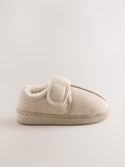 Neutral Warm Lined Touch Fastening Cupsole Slippers - Image 2 of 5