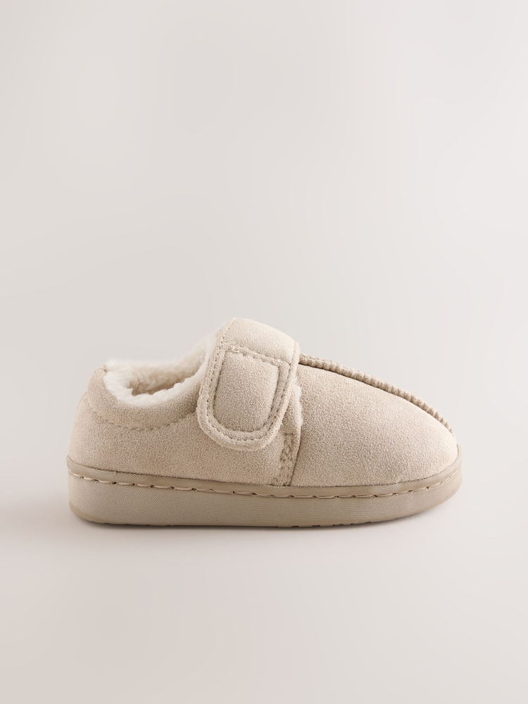 Neutral Warm Lined Touch Fastening Cupsole Slippers - Image 2 of 5 Neutral Warm Lined Touch Fastening Cupsole Slippers - Image 2 of 5